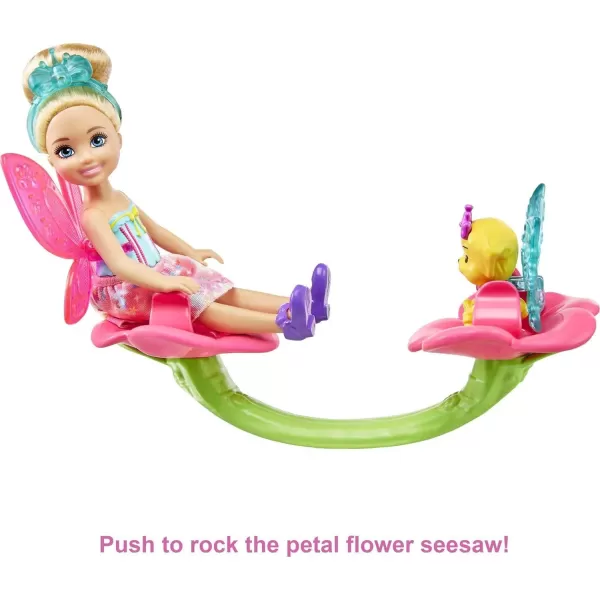 Barbie Dreamtopia Doll and Doll House Chelsea Fairy Treehouse Playset with Accessories and Pet Seesaw Swing and SlideBarbie Dreamtopia Doll and Doll House Chelsea Fairy Treehouse Playset with Accessories and Pet Seesaw Swing and Slide