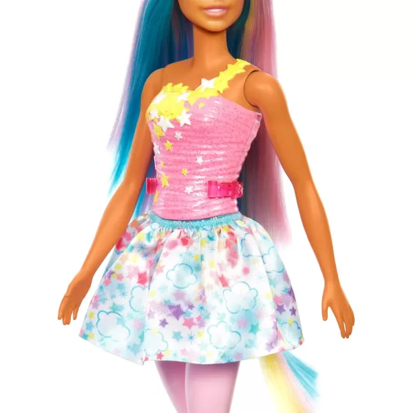 Barbie Dreamtopia Doll with Removable Unicorn Headband amp Tail Blue amp Purple Fantasy Hair amp Rainbow Skirt Unicorn ToyModern Multicolor