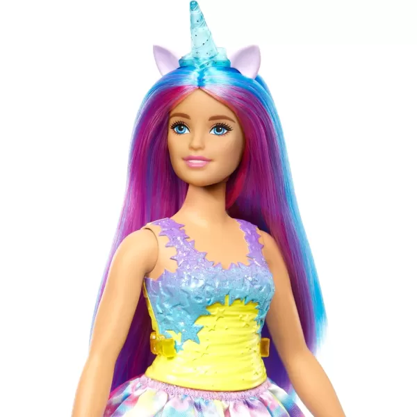 Barbie Dreamtopia Doll with Removable Unicorn Headband amp Tail Blue amp Purple Fantasy Hair amp Rainbow Skirt Unicorn ToyModern1 Multicolor