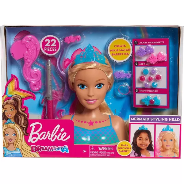 Barbie Dreamtopia Mermaid Styling Head 22 pieces Kids Toys for Ages 3 Up by Just PlayBarbie Dreamtopia Mermaid Styling Head 22 pieces Kids Toys for Ages 3 Up by Just Play