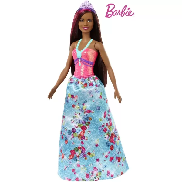 Barbie Dreamtopia Princess Doll 12inch Brunette with Pink Hairstreak Wearing Blue Skirt and Tiara for 3 to 7 Year OldsBarbie Dreamtopia Princess Doll 12inch Brunette with Pink Hairstreak Wearing Blue Skirt and Tiara for 3 to 7 Year Olds