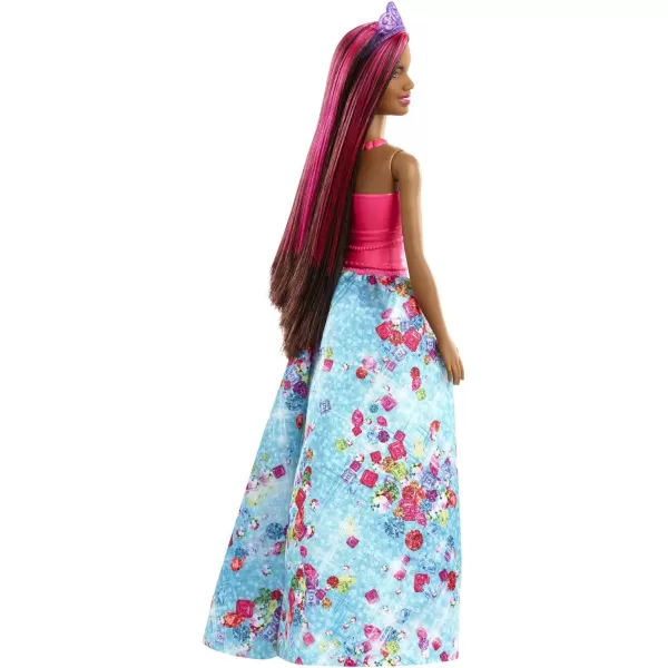 Barbie Dreamtopia Princess Doll 12inch Brunette with Pink Hairstreak Wearing Blue Skirt and Tiara for 3 to 7 Year OldsBarbie Dreamtopia Princess Doll 12inch Brunette with Pink Hairstreak Wearing Blue Skirt and Tiara for 3 to 7 Year Olds