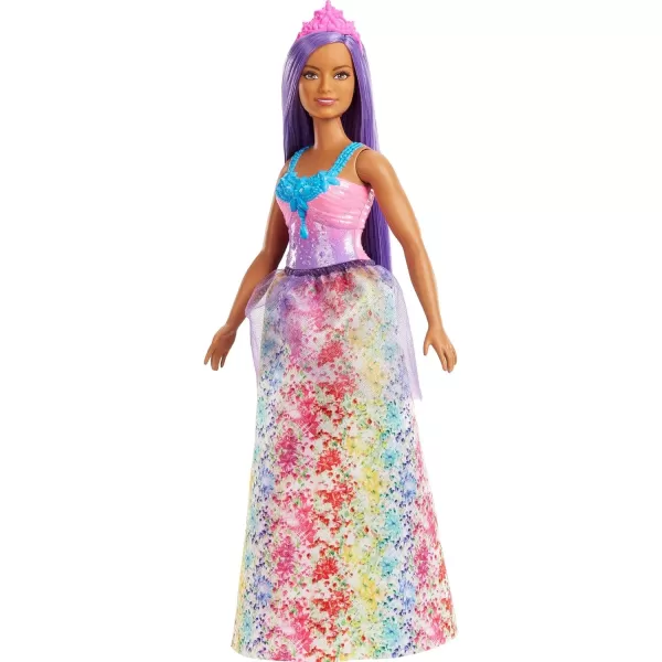 Barbie Dreamtopia Royal Doll with Curvy Body Purple Hair amp Sparkly Bodice Wearing Removable Skirt Shoes amp HeadbandModern4 Multicolor