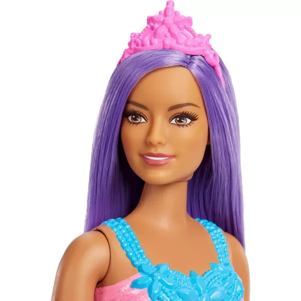 Barbie Dreamtopia Royal Doll with Curvy Body Purple Hair amp Sparkly Bodice Wearing Removable Skirt Shoes amp HeadbandModern4 Multicolor