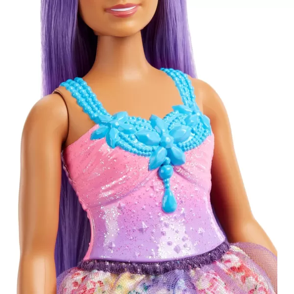 Barbie Dreamtopia Royal Doll with Curvy Body Purple Hair amp Sparkly Bodice Wearing Removable Skirt Shoes amp HeadbandModern4 Multicolor