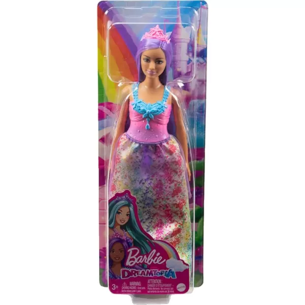 Barbie Dreamtopia Royal Doll with Curvy Body Purple Hair amp Sparkly Bodice Wearing Removable Skirt Shoes amp HeadbandModern4 Multicolor