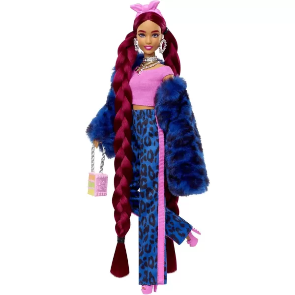 Barbie Extra Doll and Accessories with Burgundy Braids Dressed in Furry Jacket with Pet PuppyBarbie Extra Doll and Accessories with Burgundy Braids Dressed in Furry Jacket with Pet Puppy