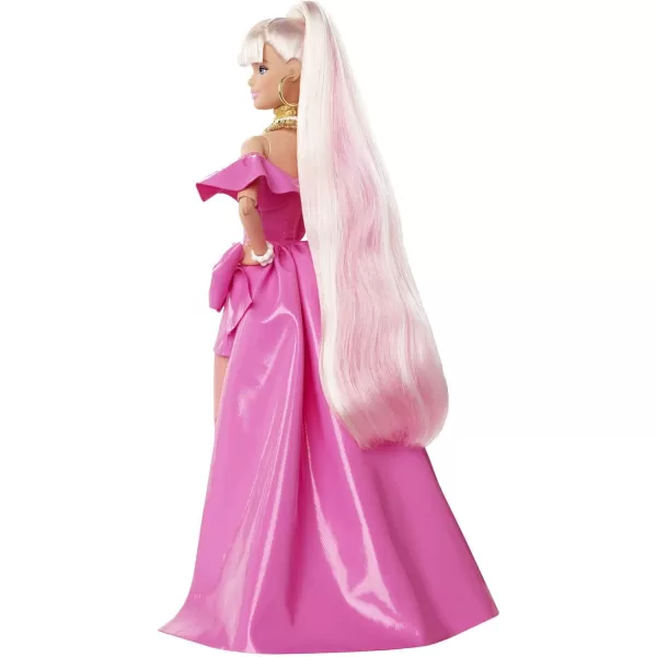 Barbie Extra Fancy Doll in Pink Glossy HighLow Gown with Pet Puppy ExtraLong Hair amp Accessories Flexible Joints Toy for 3 Year Olds amp UpBlonde Pink Glossy