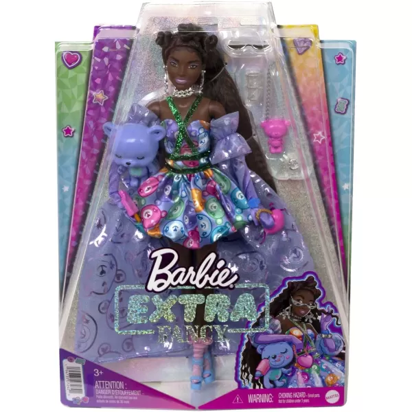 Barbie Extra Fancy Doll in TeddyPrint Gown with Sheer Train Teddy Bear Pet ExtraLong Hair amp Accessories Flexible Joints Toy for 3 Year Olds amp UpBarbie Extra Fancy Doll in TeddyPrint Gown with Sheer Train Teddy Bear Pet ExtraLong Hair amp Accessories Flexible Joints Toy for 3 Year Olds amp Up