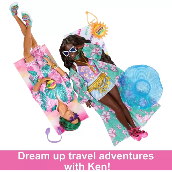 Barbie Extra Fly Ken Doll with BeachThemed Travel Clothes amp Accessories Tropical Outfit with Boogie Board amp Duffel BagBeach