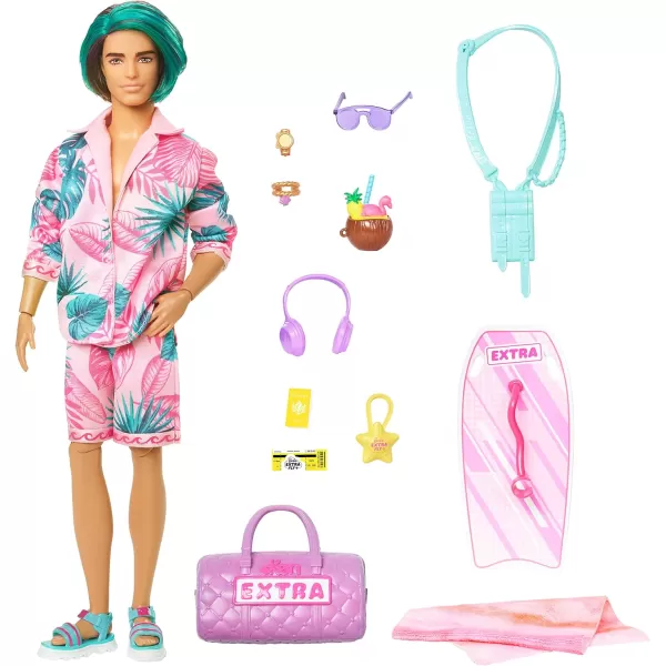 Barbie Extra Fly Ken Doll with BeachThemed Travel Clothes amp Accessories Tropical Outfit with Boogie Board amp Duffel BagKen