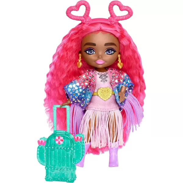 Barbie Extra Fly Minis Travel Doll Beach Look with PinkStreaked Pigtails in Swimsuit Sarong amp AccessoriesDesert