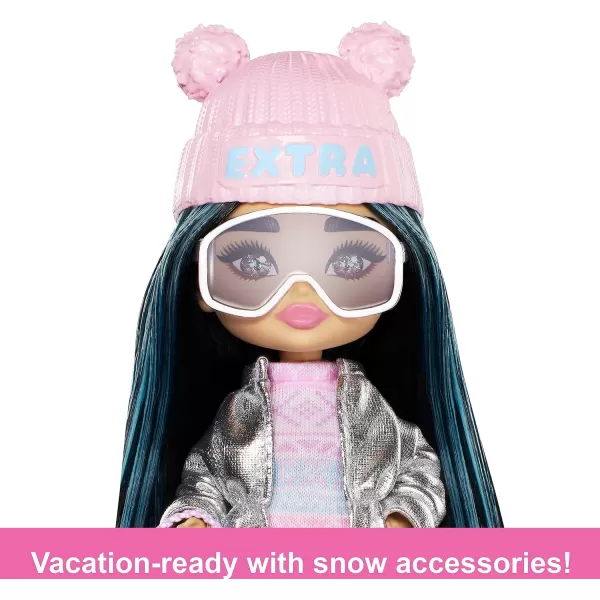 Barbie Extra Fly Minis Travel Doll Beach Look with PinkStreaked Pigtails in Swimsuit Sarong amp AccessoriesSnow