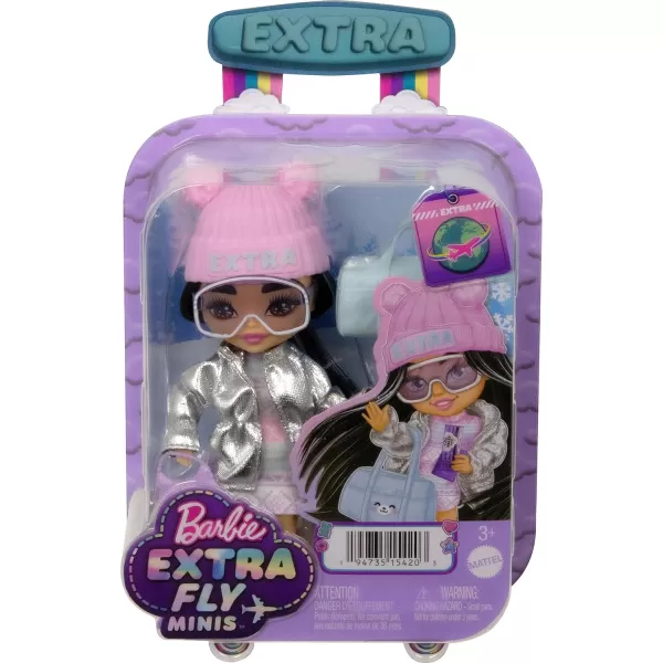 Barbie Extra Fly Minis Travel Doll Beach Look with PinkStreaked Pigtails in Swimsuit Sarong amp AccessoriesSnow