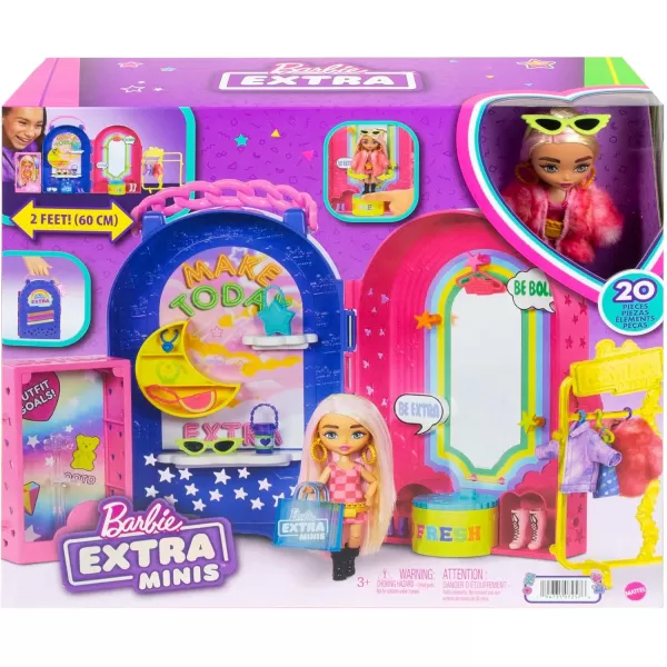 Barbie Extra Minis Doll and Fashion Playset with 15 Pieces Boutique with Small Doll Clothes and AccessoriesBarbie Extra Minis Doll and Fashion Playset with 15 Pieces Boutique with Small Doll Clothes and Accessories