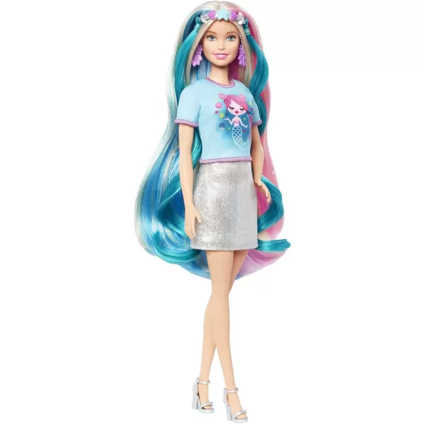 Barbie Fantasy Hair Doll amp Accessories Long Colorful Blonde Hair with Mermaid and UnicornInspired ClothesBlonde