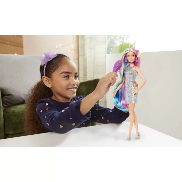 Barbie Fantasy Hair Doll amp Accessories Long Colorful Blonde Hair with Mermaid and UnicornInspired ClothesBlonde
