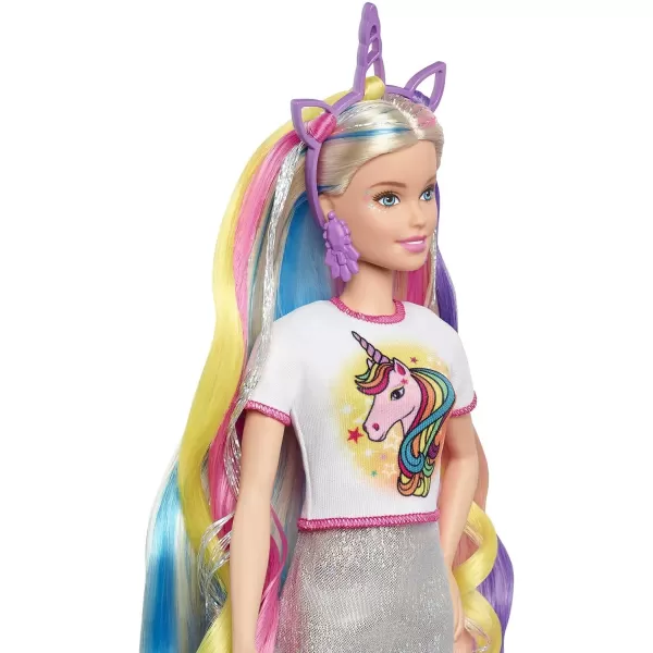 Barbie Fantasy Hair Doll amp Accessories Long Colorful Blonde Hair with Mermaid and UnicornInspired ClothesBlonde