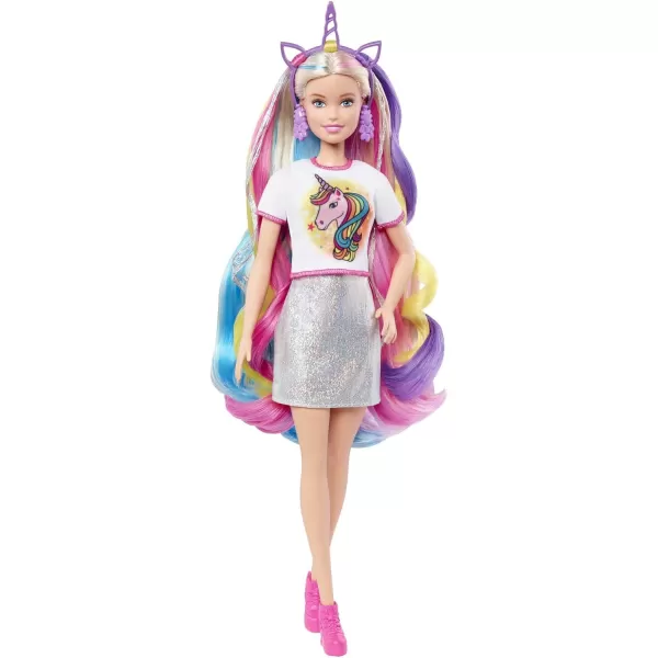 Barbie Fantasy Hair Doll amp Accessories Long Colorful Blonde Hair with Mermaid and UnicornInspired ClothesBlonde
