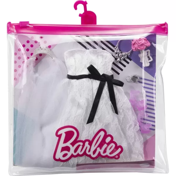 Barbie Fashion Pack Bridal Outfit Doll with Wedding Dress Veil Shoes Necklace Bracelet amp Bouquet Gift for Kids 3 to 8 Years Old1 Count Pack of 2