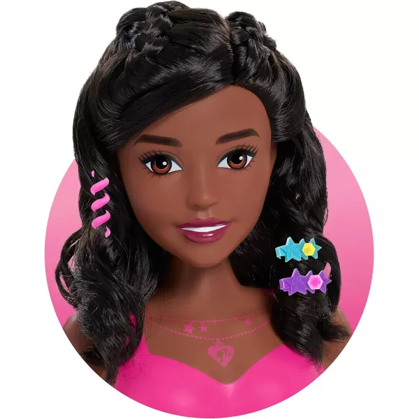 Barbie Fashionistas 8Inch Styling Head Dark Brown 20 Pieces Include Styling Accessories Hair Styling for Kids Kids Toys for Ages 3 Up by Just PlayBlack Hair