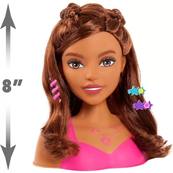 Barbie Fashionistas 8Inch Styling Head Dark Brown 20 Pieces Include Styling Accessories Hair Styling for Kids Kids Toys for Ages 3 Up by Just PlayBrown Hair