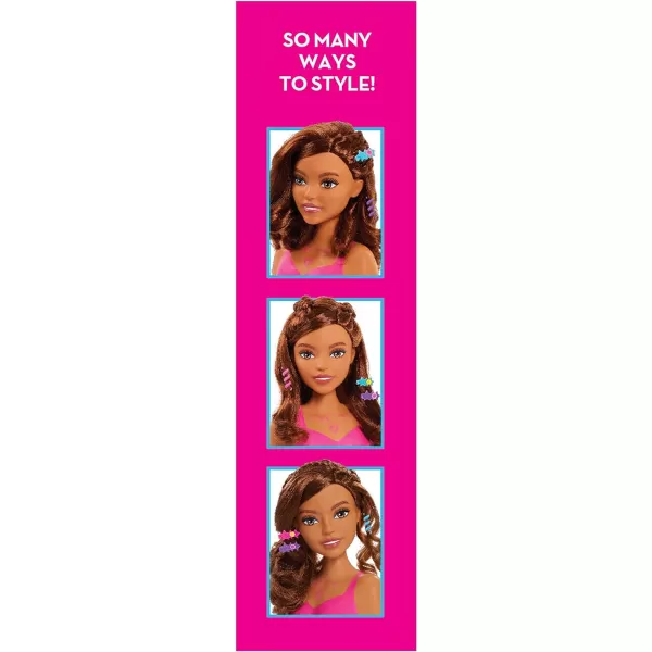 Barbie Fashionistas 8Inch Styling Head Dark Brown 20 Pieces Include Styling Accessories Hair Styling for Kids Kids Toys for Ages 3 Up by Just PlayBrown Hair