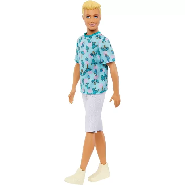 Barbie Fashionistas Ken Fashion Doll 211 with Blonde Hair Blue Cactus Tee White Shorts and SneakersBarbie Fashionistas Ken Fashion Doll 211 with Blonde Hair Blue Cactus Tee White Shorts and Sneakers