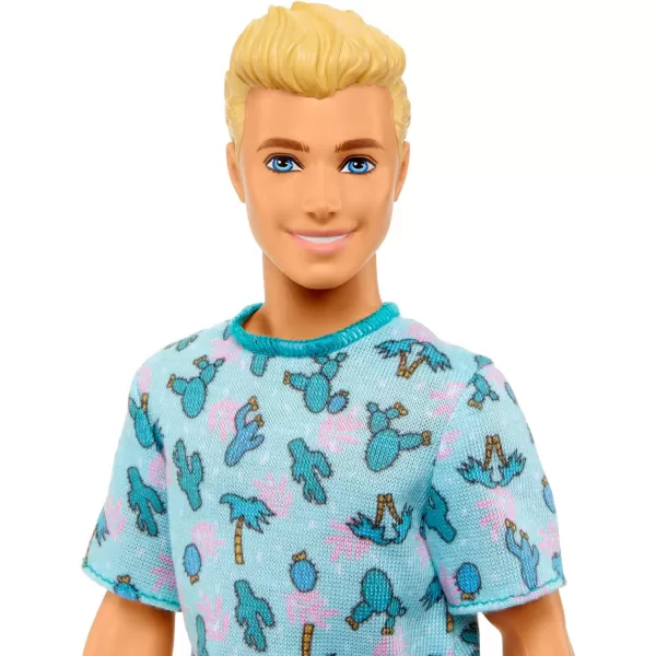 Barbie Fashionistas Ken Fashion Doll 211 with Blonde Hair Blue Cactus Tee White Shorts and SneakersBarbie Fashionistas Ken Fashion Doll 211 with Blonde Hair Blue Cactus Tee White Shorts and Sneakers