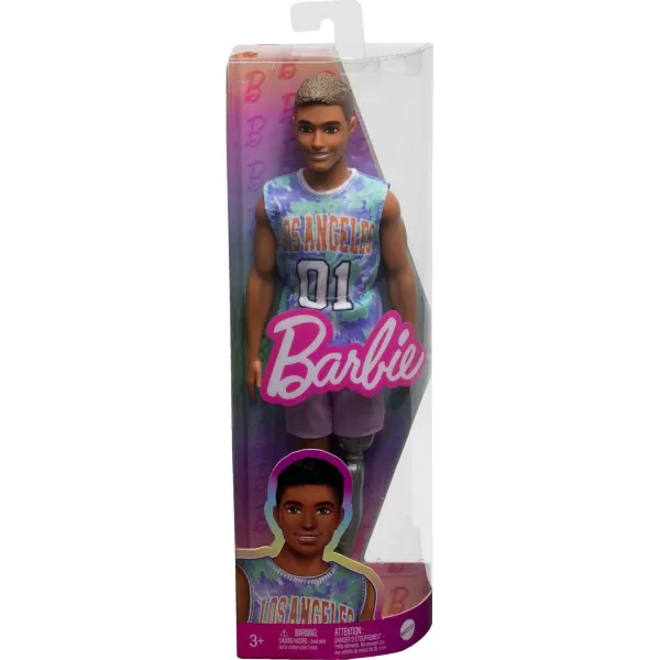 Barbie Fashionistas Ken Fashion Doll 212 with Prosthetic Leg Wearing Removable Los Angeles Jersey Purple Shorts ampamp SneakersMulticolor