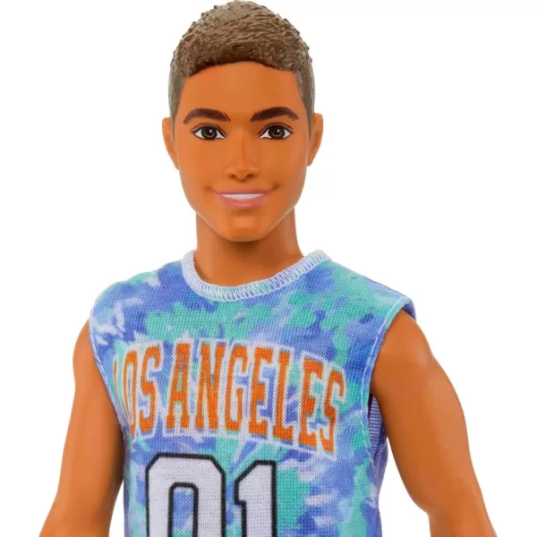 Barbie Fashionistas Ken Fashion Doll 212 with Prosthetic Leg Wearing Removable Los Angeles Jersey Purple Shorts ampamp SneakersMulticolor