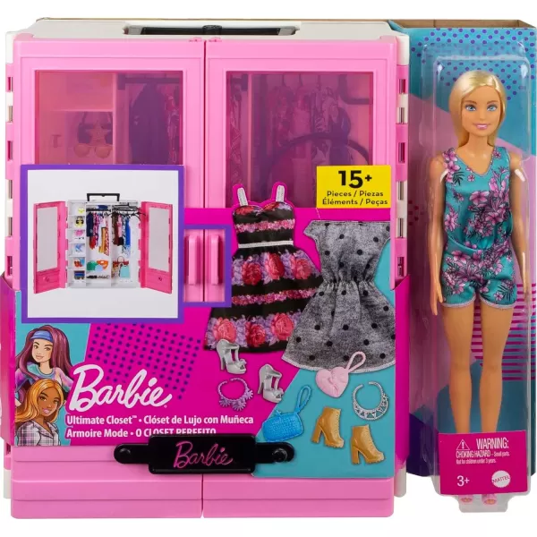 Barbie Fashionistas Ultimate Closet Portable Fashion Toy with Doll Clothing Accessories and Hangers Gift for 3 to 8 Year OldsBarbie Fashionistas Ultimate Closet Doll and Accessory