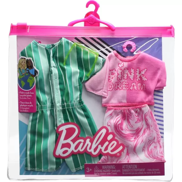 Barbie Fashions Doll Clothes and Accessories Set Beach 2Pack for Barbie and Ken Dolls with 2 Complete Swim Outfitsmodern Multicolor