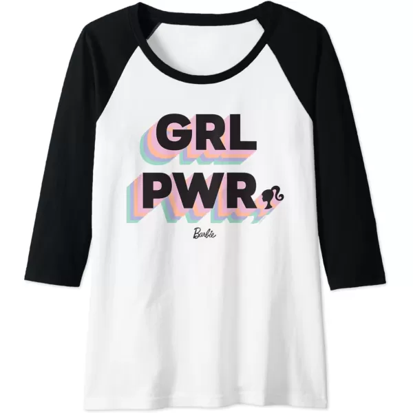 Barbie Girl Power Raglan Baseball TeeBlackWhite