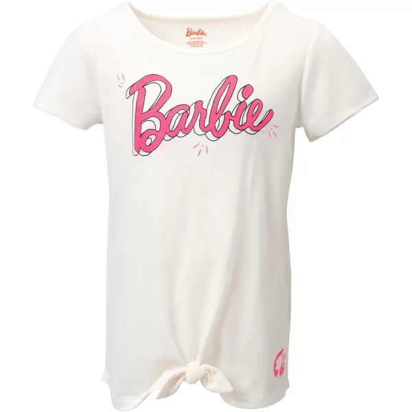 Barbie Girls Graphic TShirt and Shorts Outfit Set Little Kid to Big KidPink  White