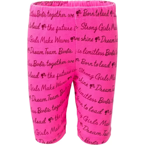 Barbie Girls Graphic TShirt and Shorts Outfit Set Little Kid to Big KidPink  White