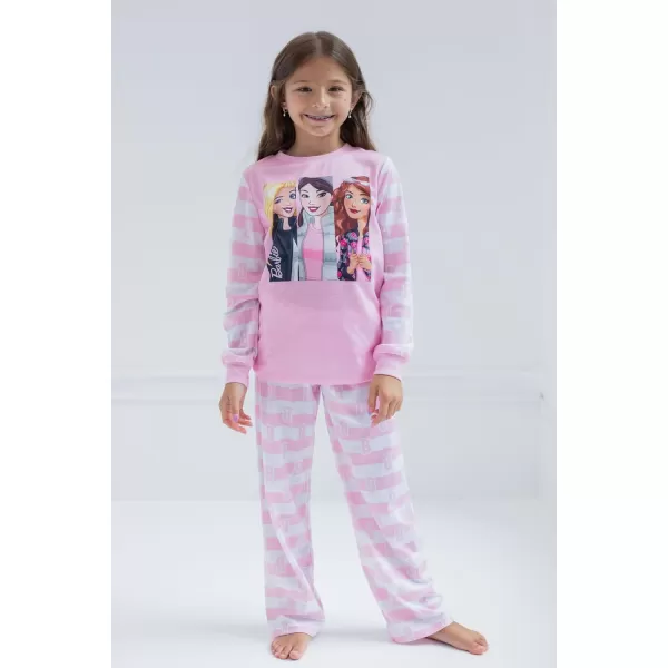 Barbie Girls Pajama Shirt Pants and Slippers 3 Piece Little Kid to Big KidPink