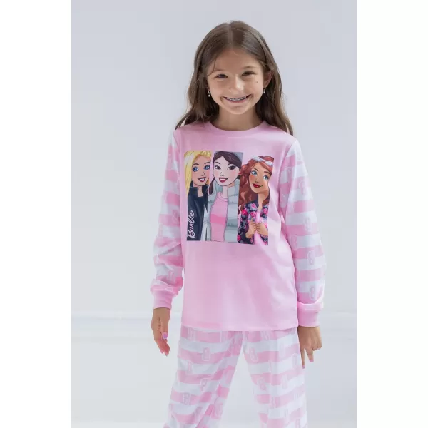 Barbie Girls Pajama Shirt Pants and Slippers 3 Piece Little Kid to Big KidPink