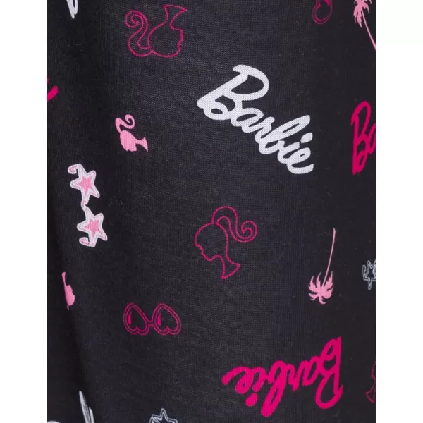 Barbie Girls Pajama Shirt and Pants Sleep Set Little Kid to Big KidBlack  Pink