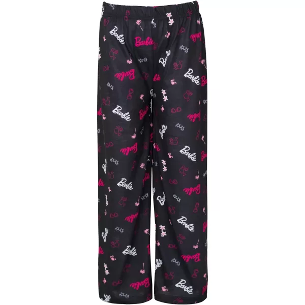 Barbie Girls Pajama Shirt and Pants Sleep Set Little Kid to Big KidBlack  Pink