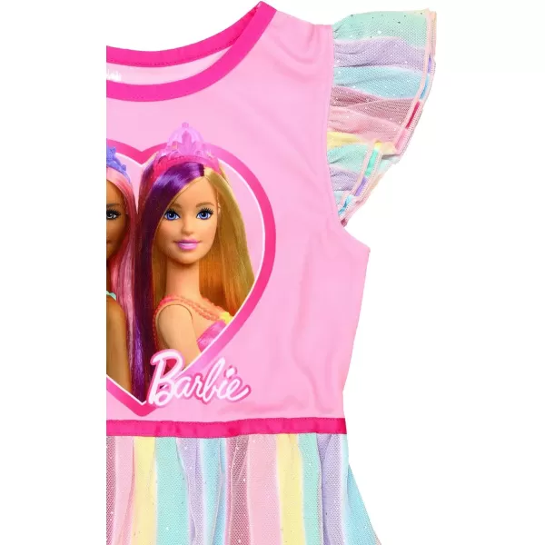 Barbie Girls Rainbow Dress Up Fantasy Gown Nightgown PajamasPink