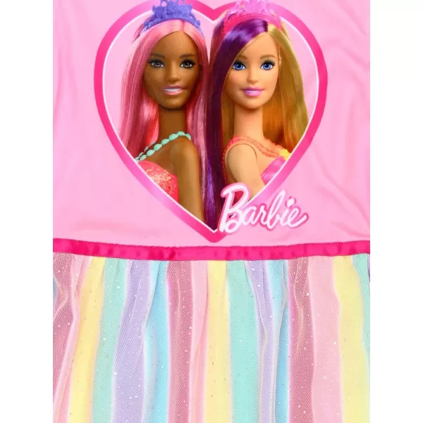 Barbie Girls Rainbow Dress Up Fantasy Gown Nightgown PajamasPink