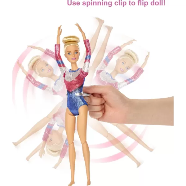 Barbie Gymnastics Doll  Accessories Playset with Brunette Fashion Doll CClip for Flipping Action Balance Beam WarmUp Suit  MoreMulticolor