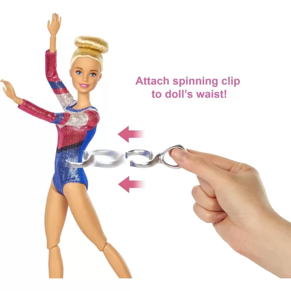 Barbie Gymnastics Doll  Accessories Playset with Brunette Fashion Doll CClip for Flipping Action Balance Beam WarmUp Suit  MoreMulticolor