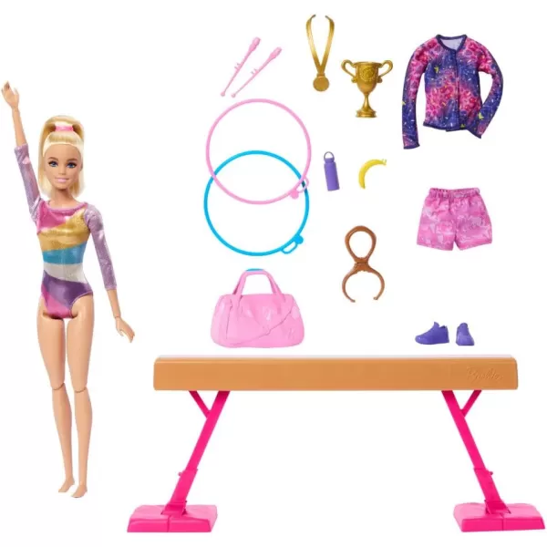 Barbie Gymnastics Doll amp Accessories Playset with Blonde Fashion Doll CClip for Flipping Action Balance Beam WarmUp Suit amp MoreBarbie Gymnastics Doll amp Accessories Playset with Blonde Fashion Doll CClip for Flipping Action Balance Beam WarmUp Suit amp More