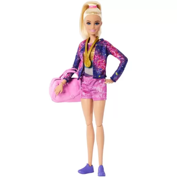 Barbie Gymnastics Doll amp Accessories Playset with Blonde Fashion Doll CClip for Flipping Action Balance Beam WarmUp Suit amp MoreBarbie Gymnastics Doll amp Accessories Playset with Blonde Fashion Doll CClip for Flipping Action Balance Beam WarmUp Suit amp More