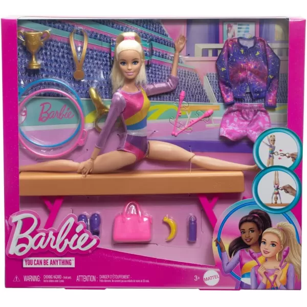 Barbie Gymnastics Doll amp Accessories Playset with Blonde Fashion Doll CClip for Flipping Action Balance Beam WarmUp Suit amp MoreBarbie Gymnastics Doll amp Accessories Playset with Blonde Fashion Doll CClip for Flipping Action Balance Beam WarmUp Suit amp More