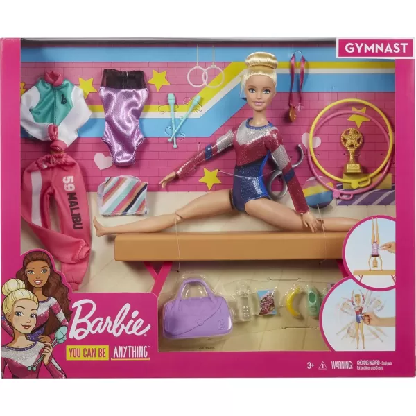 Barbie Gymnastics Playset with Doll and 15 Accessories Twirling Gymnast Toy with Balance Beam Blonde DollBarbie Gymnastics Playset with Doll and 15 Accessories Twirling Gymnast Toy with Balance Beam Blonde Doll