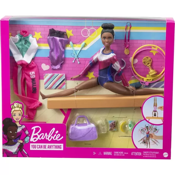 Barbie Gymnastics Playset with Doll and 15 Accessories Twirling Gymnast Toy with Balance Beam Brunette DollBarbie Gymnastics Playset with Doll and 15 Accessories Twirling Gymnast Toy with Balance Beam Brunette Doll