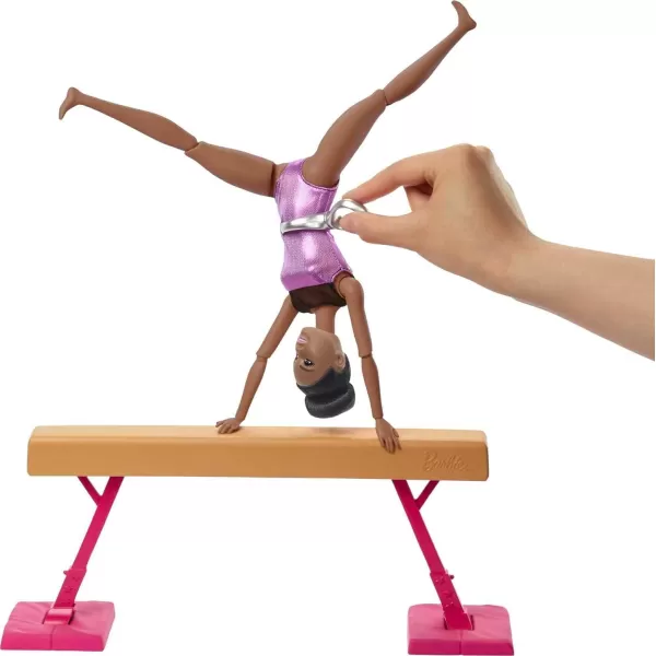 Barbie Gymnastics Playset with Doll and 15 Accessories Twirling Gymnast Toy with Balance Beam Brunette DollBarbie Gymnastics Playset with Doll and 15 Accessories Twirling Gymnast Toy with Balance Beam Brunette Doll